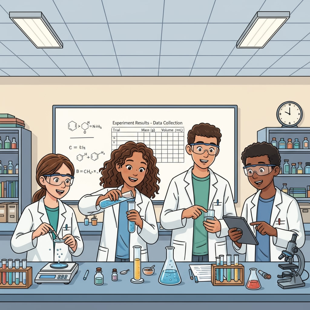 High school students engaged in a STEM-related experiment for college application preparation