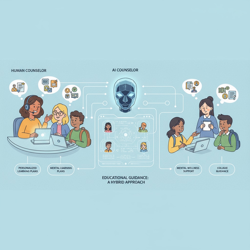 Illustration of the interaction between AI and human counselors and students in treatment research of educational psychological counseling