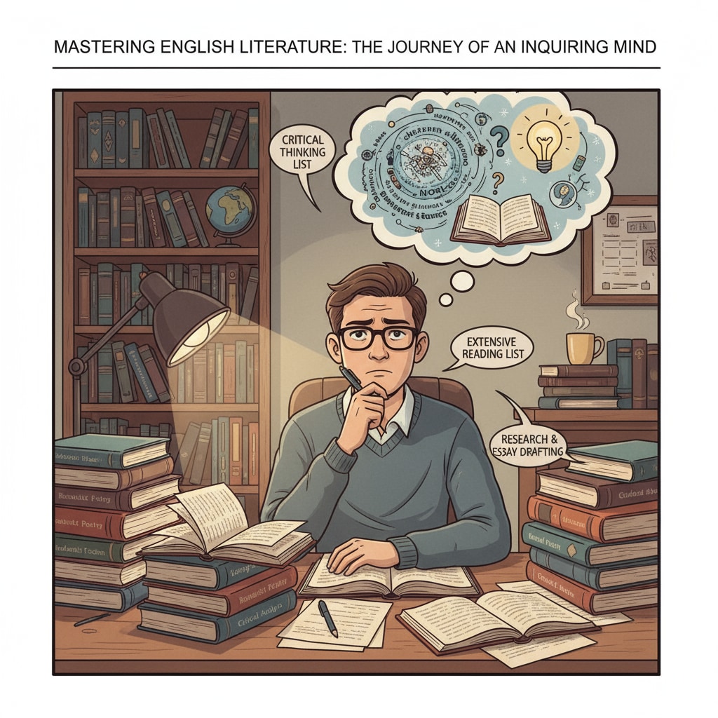 A student dealing with stress while studying English literature for a master's degree