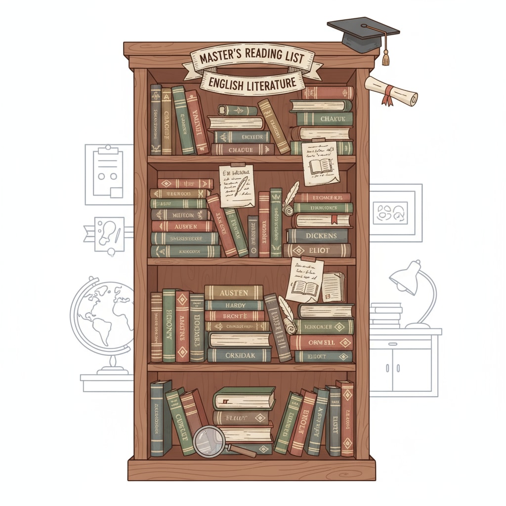 A collection of English literature books, a source of both knowledge and potential stress for master's students