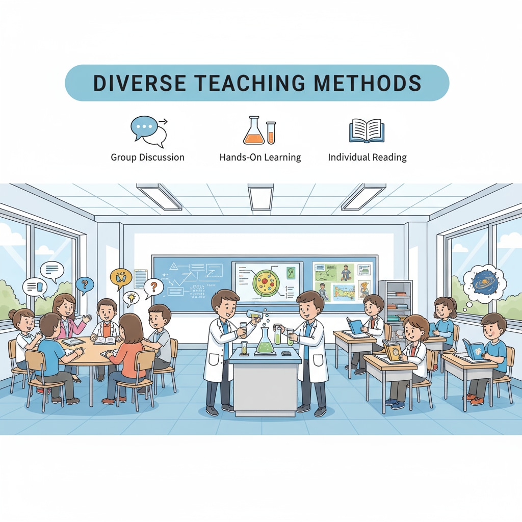 Different teaching methods in a K12 classroom related to pedagogy, curriculum goals, and assessment alignment