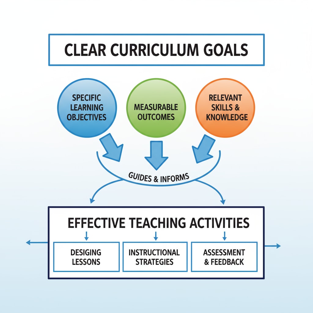 Diagram depicting the relationship between curriculum goals and teaching in the context of pedagogy, curriculum goals, and assessment alignment