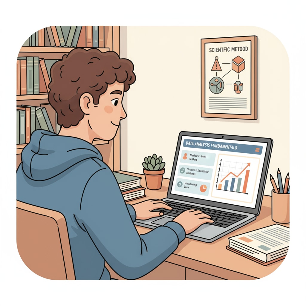 Student studying an online data analysis course as part of educational choices between online degrees and community college certificates