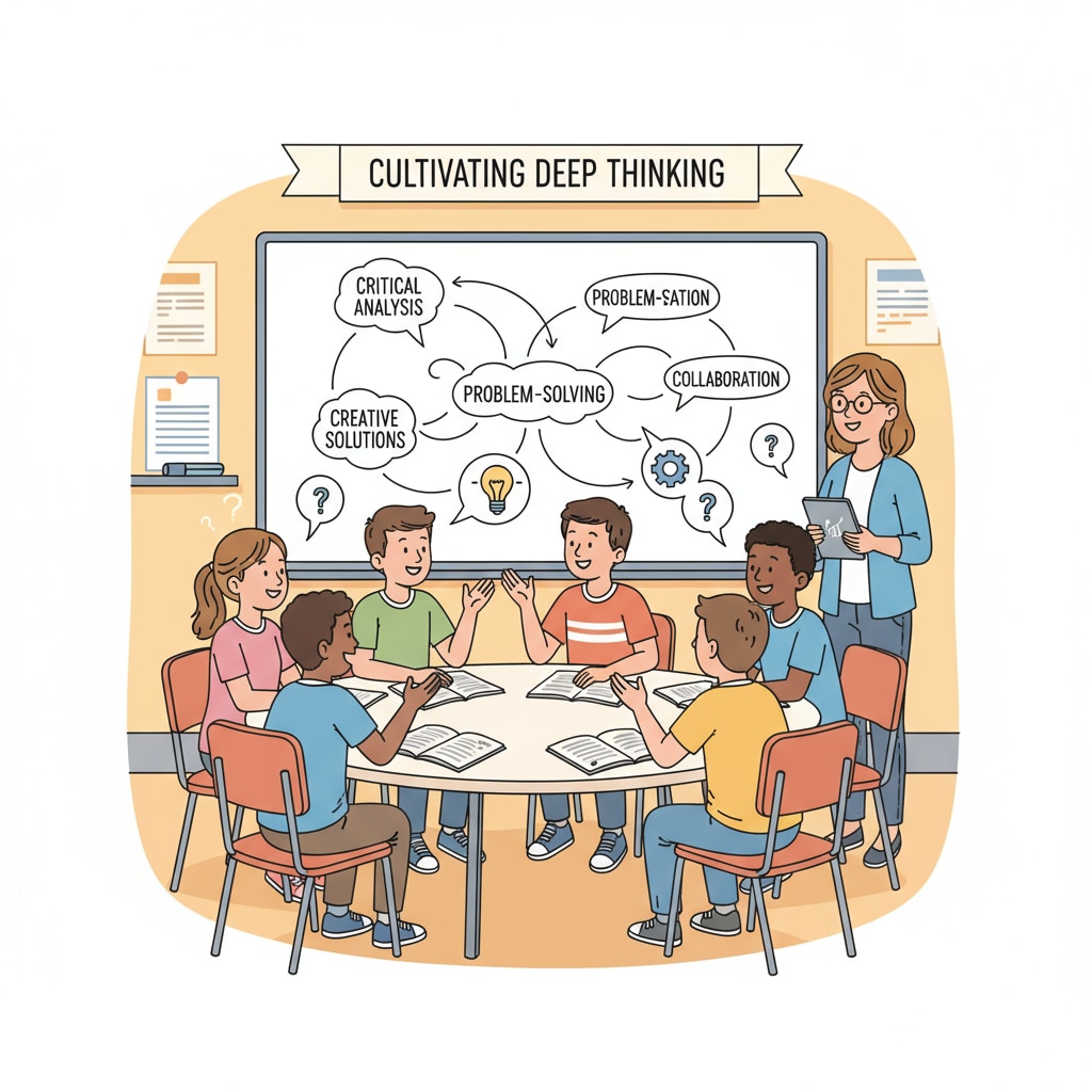 Students in a classroom actively discussing, enhancing their deep thinking, cognitive abilities, and concentration