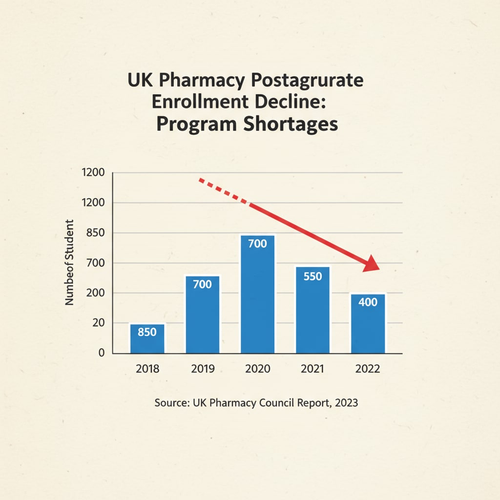 Graph depicting the impact of lack of postgraduate entry pharmacy programs in the UK