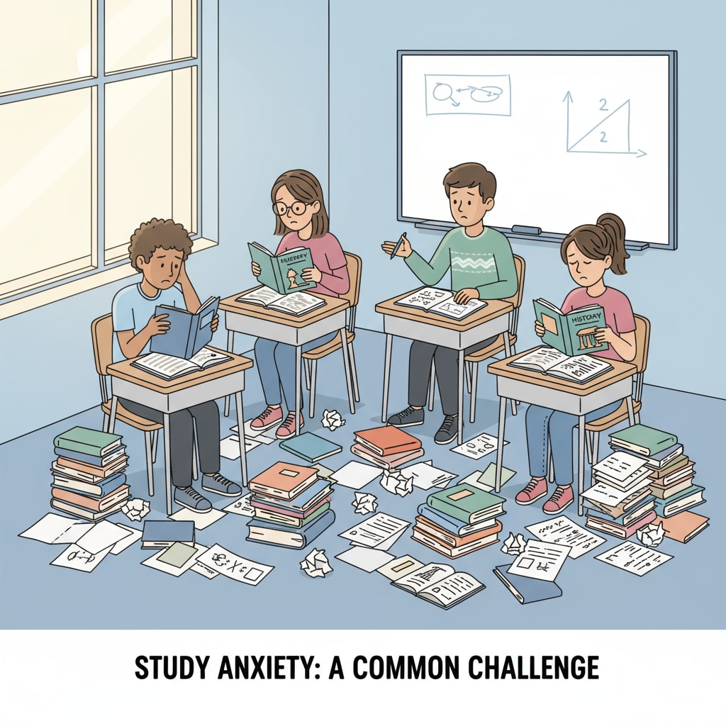 Teenagers experiencing learning difficulties, anxiety, and self-doubt while studying