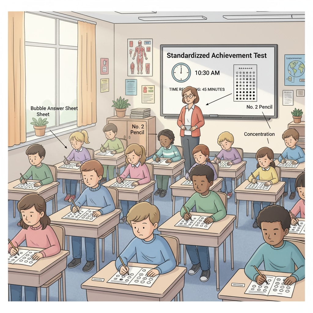 Students taking a standardized test related to learning assessment that may overemphasize memory.