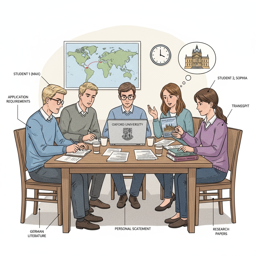 German students discussing Oxford University applications in relation to German education regulations and predicted grades