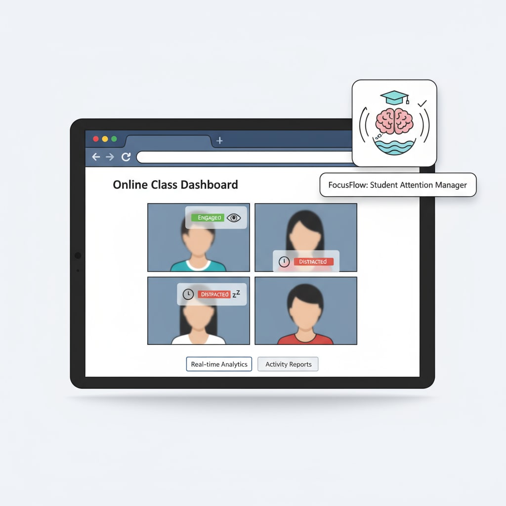 Browser extension icon for attention management in K12 online video learning