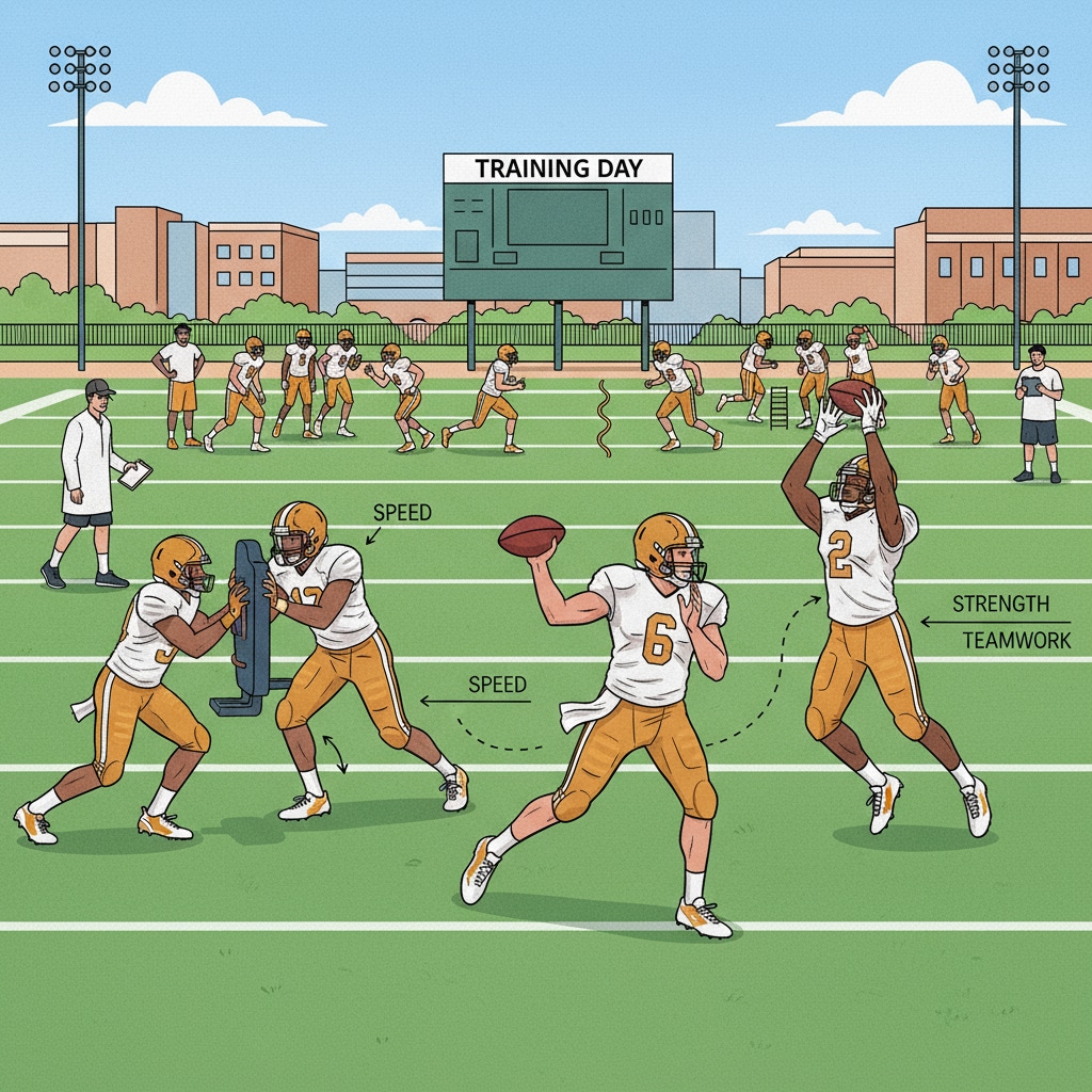 American university football players training, related to admission requirements