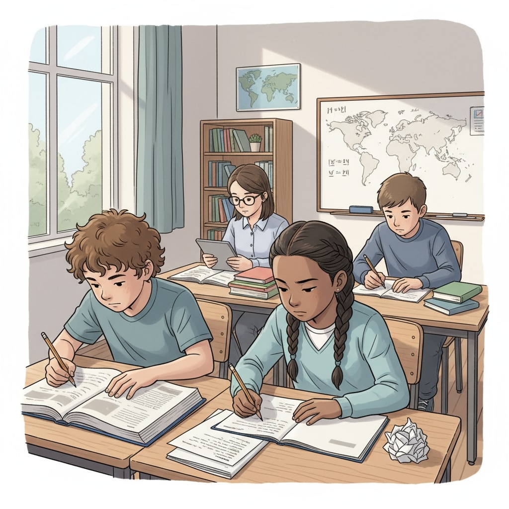 Students engaged in doing homework, highlighting the homework, students, debate topic