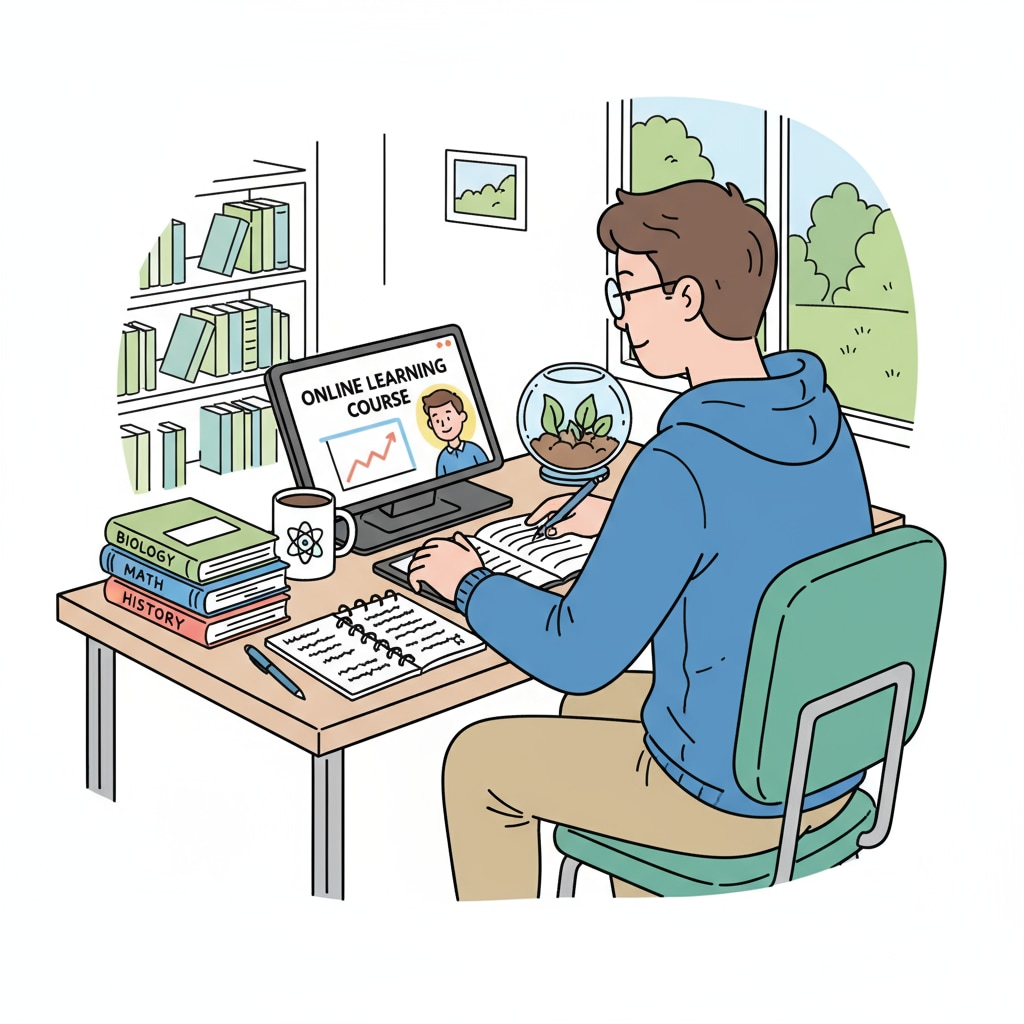 A student engaged in online learning, highlighting the flexibility aspect of online education