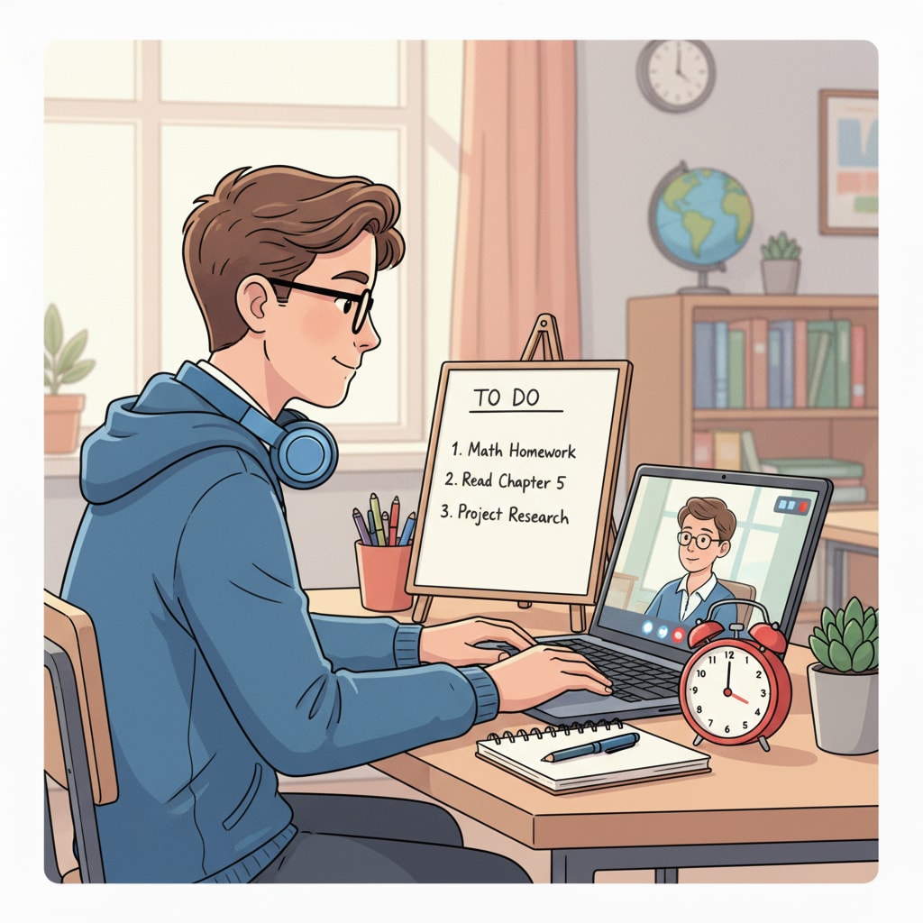 A student demonstrating self-discipline during online learning