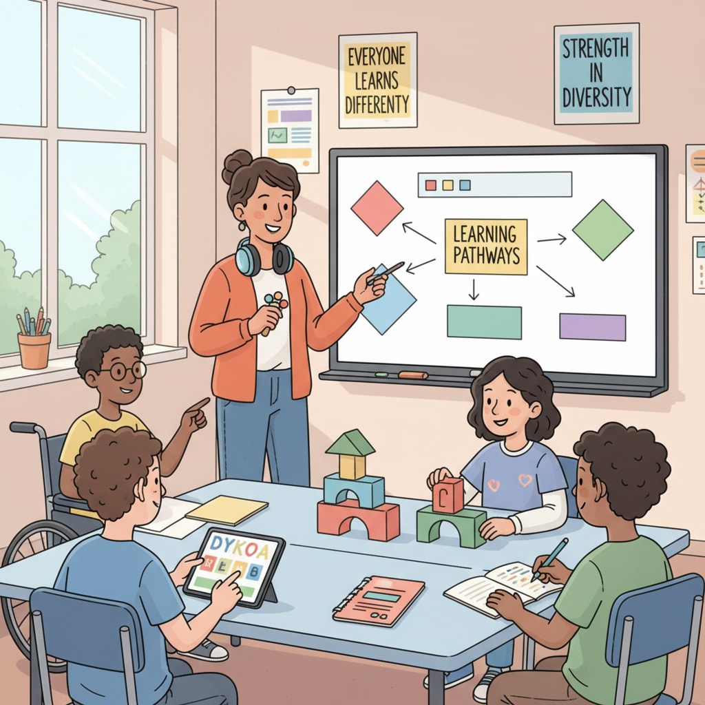 Neurodiverse educator in a K12 classroom promoting inclusive learning