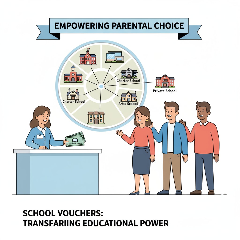Vouchers being given to parents for school choice in educational reform, voucher system, and free school market