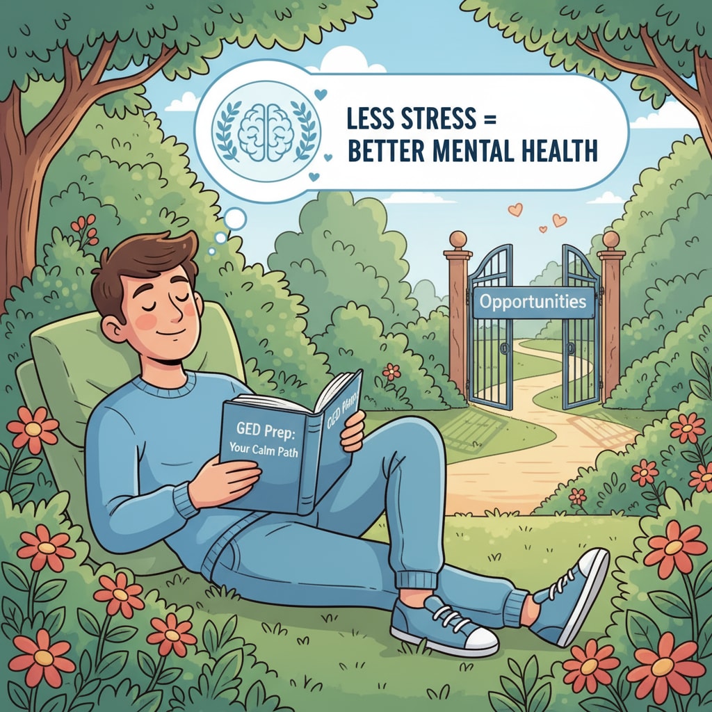 A student enjoying a stress - free environment, indicating the positive impact of GED on mental health