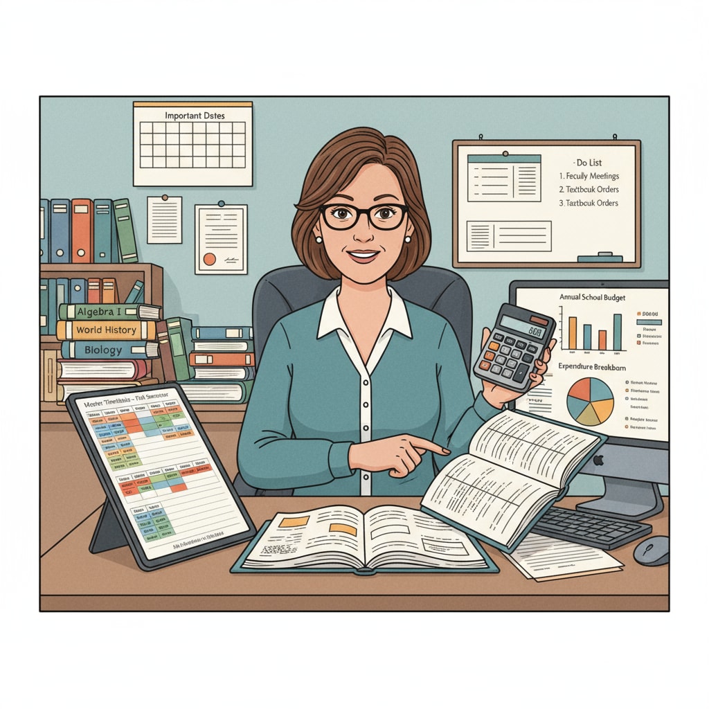 School administrator managing non-teaching aspects of K12 education