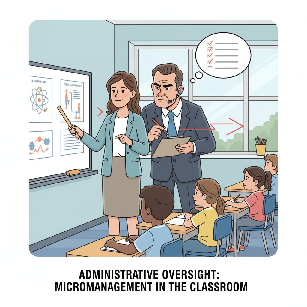 An administrator micromanaging a teacher's lesson in K12 education