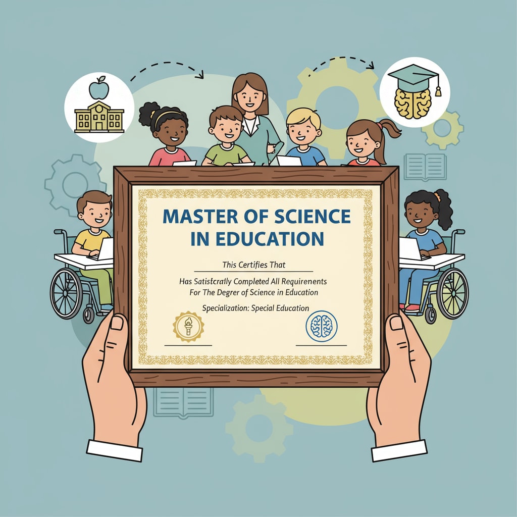 Person with MSEd degree certificate, related to special education career transition