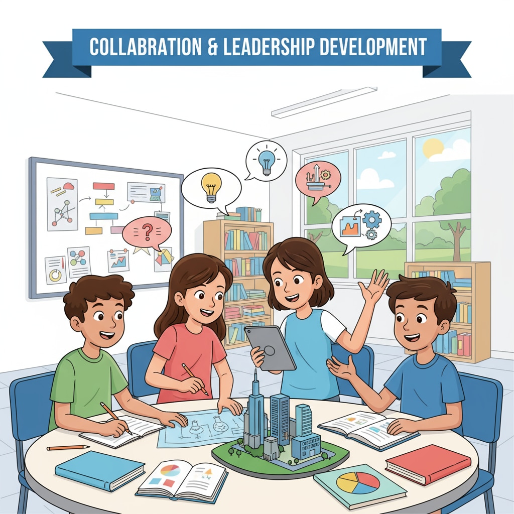 K12 students collaborating on a project in the context of IQ research, leadership, and General Motors