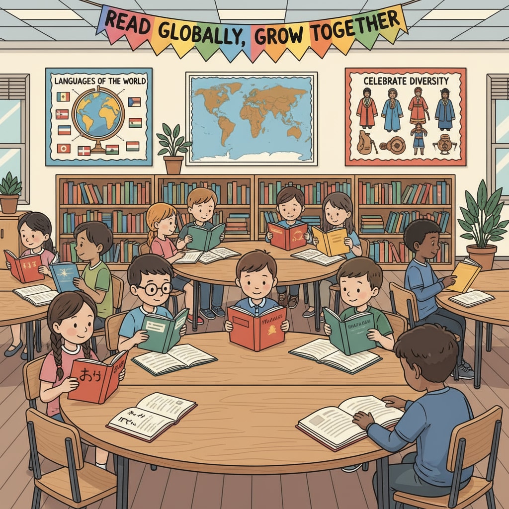 Students engaged in language learning to explore knowledge and cultural vision in a classroom.