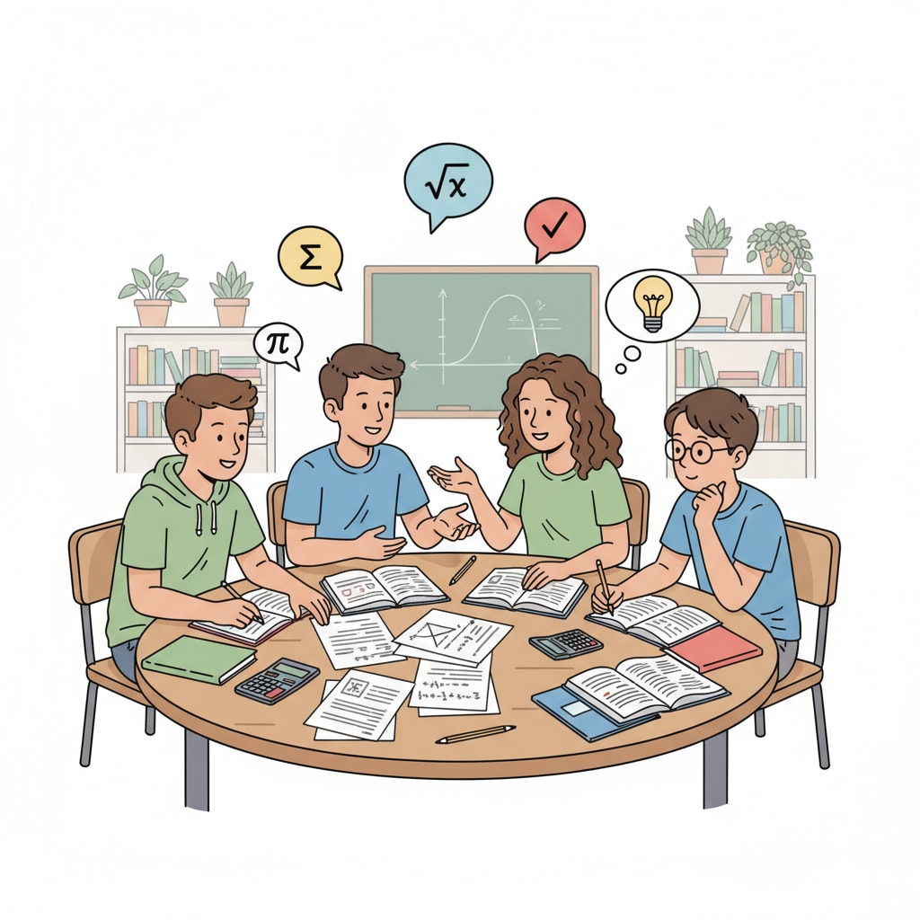 High school students studying math in a group, related to high school math, standardized tests, and learning resources