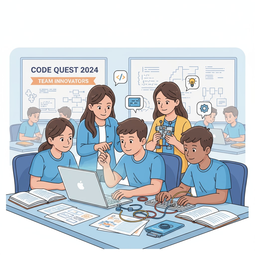 Students working on a coding project in a STEM competition relevant to college applications