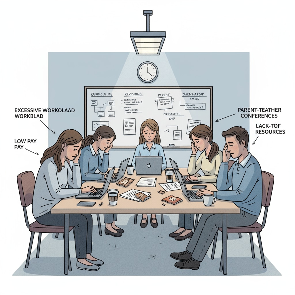K12 teachers under work pressure due to micro management and lack of teaching autonomy during a meeting