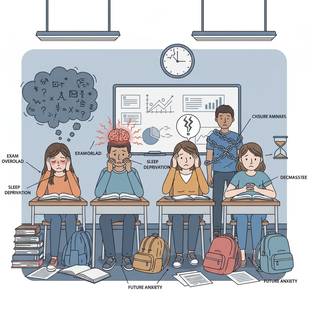Students showing signs of mental stress in a classroom related to mental health, school withdrawal, and social pressure