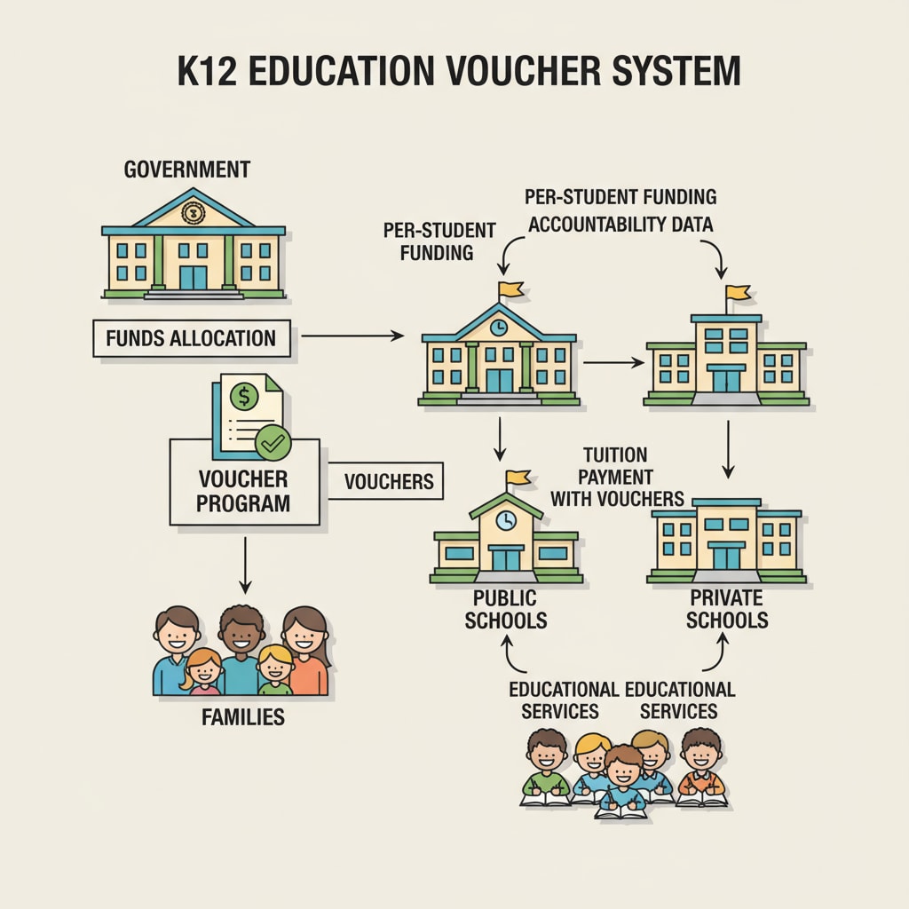 Visual illustration of the K12 education voucher system