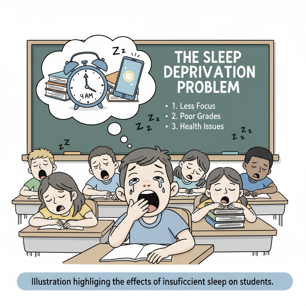 Tired K12 students in a classroom showing signs of sleep deprivation related to mental health and school control