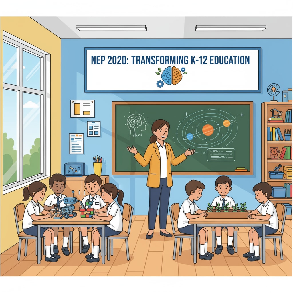 Classroom scene showing the impact of National Education Policy (NEP) on K12 education
