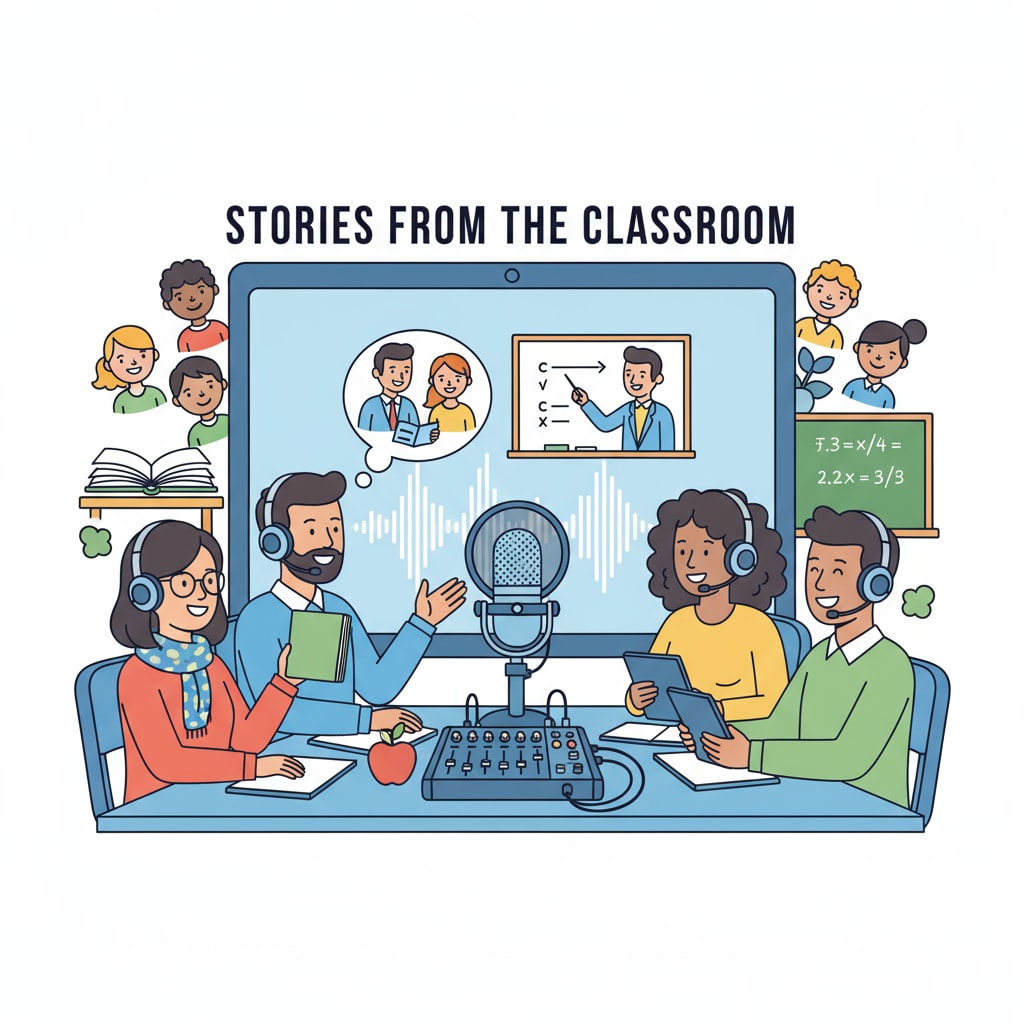 People recording a podcast about their favorite teachers