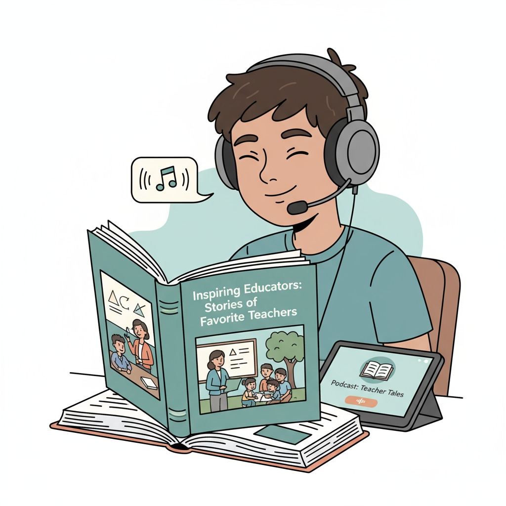 Person listening to a podcast about a favorite teacher