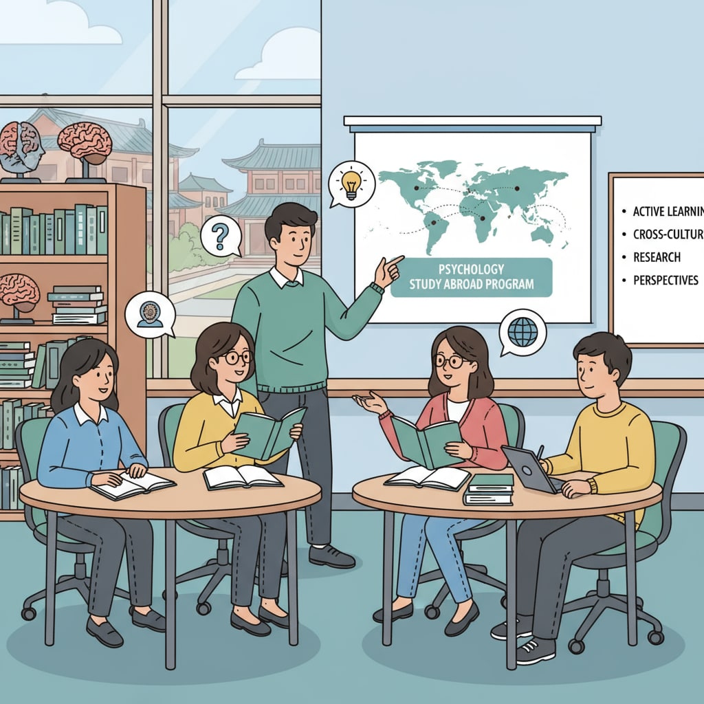 Psychology study abroad in an Asian university classroom with students