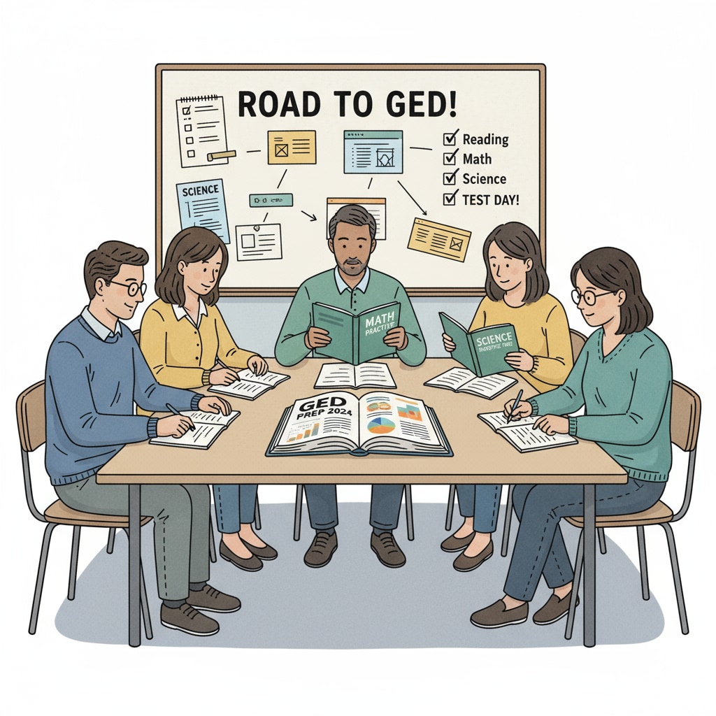 Students studying for the GED test