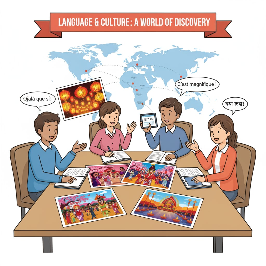 Students exploring culture through language learning in K12
