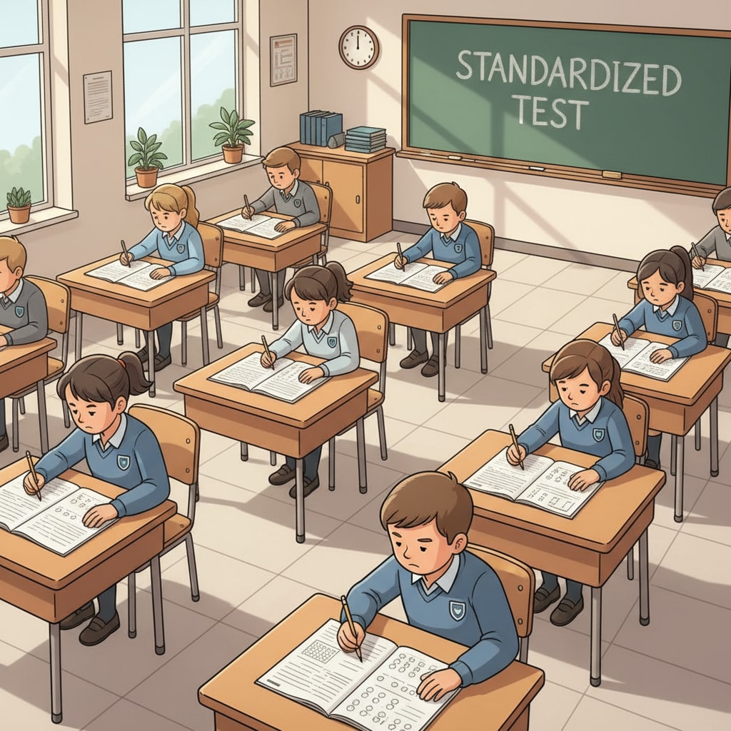 Students taking a standardized test related to memory and critical thinking assessment