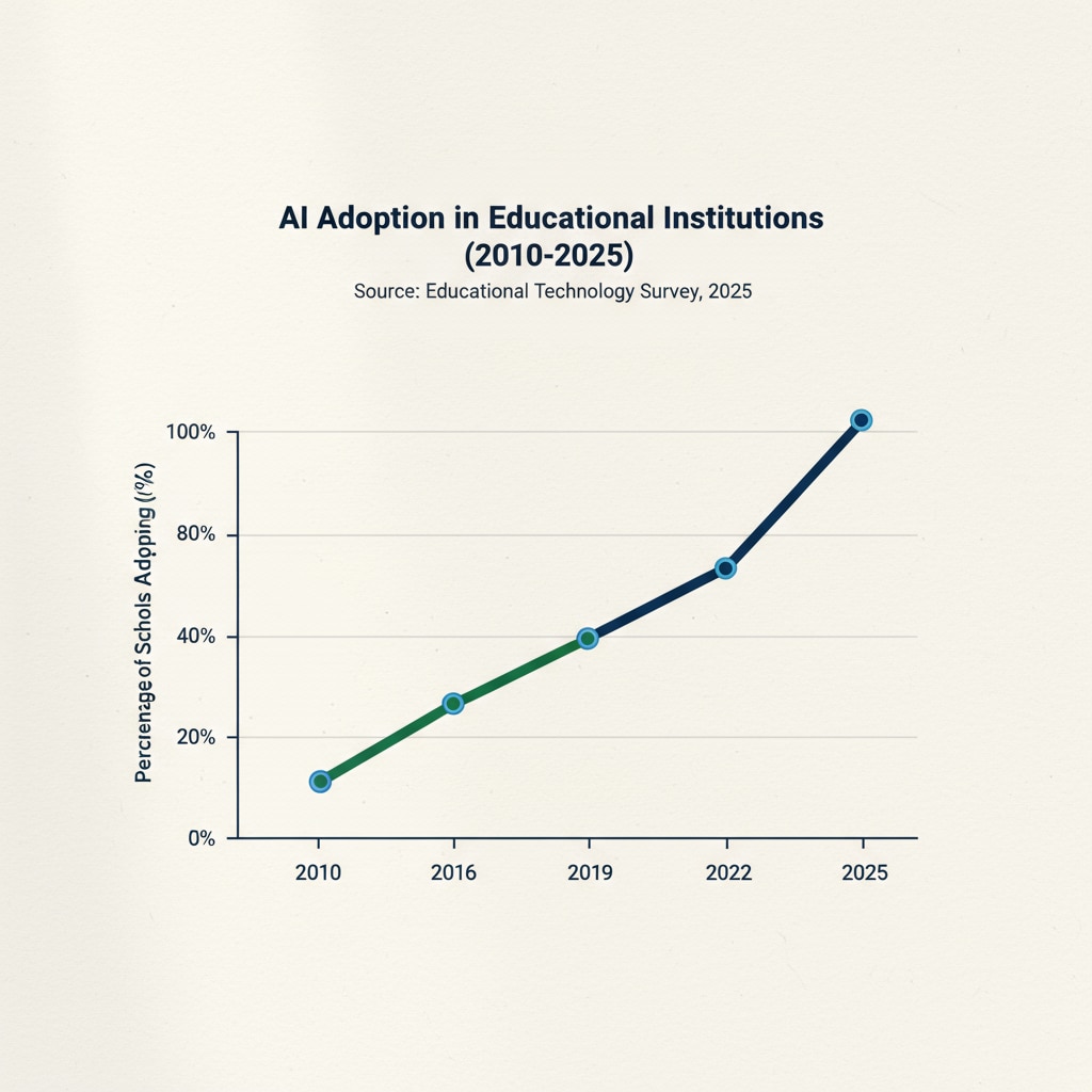 Graph showing the increasing use of AI in educational institutions over the years