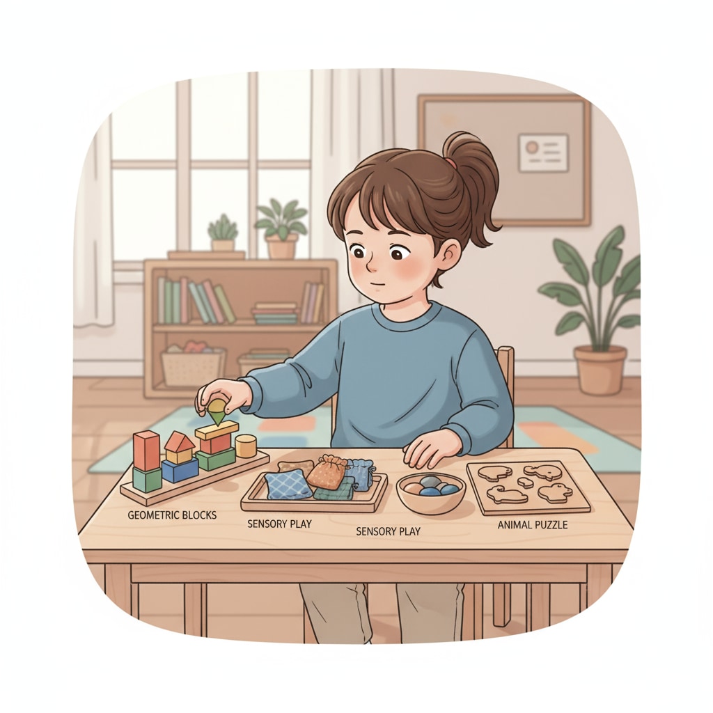 A highly gifted 2e child exploring Montessori materials during the school transition process