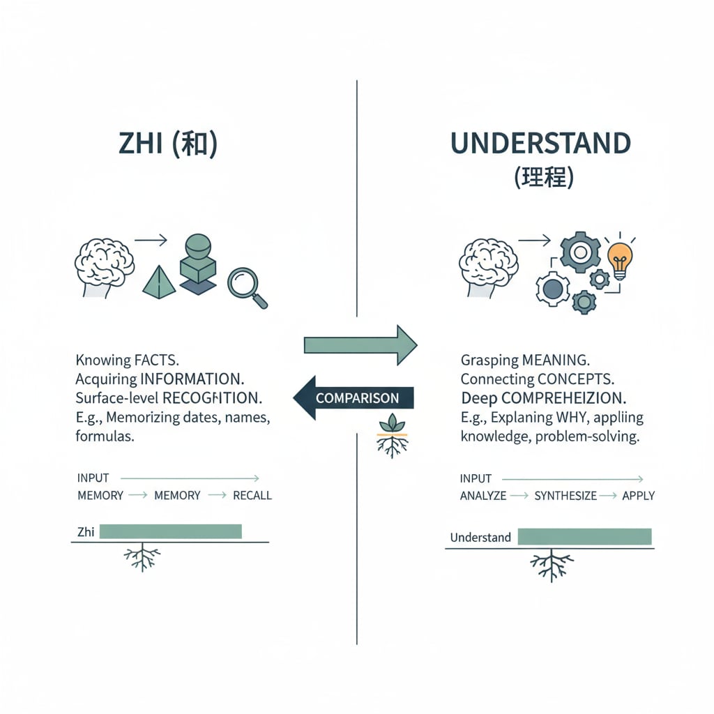Visual comparison of language concepts related to language differences, cultural thinking, knowledge and wisdom