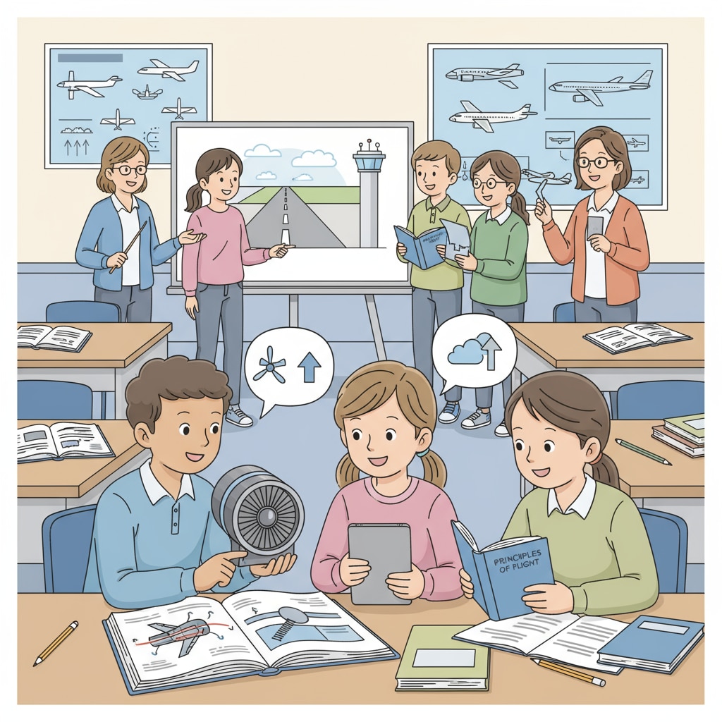 Classroom scene promoting communication skills for future pilots