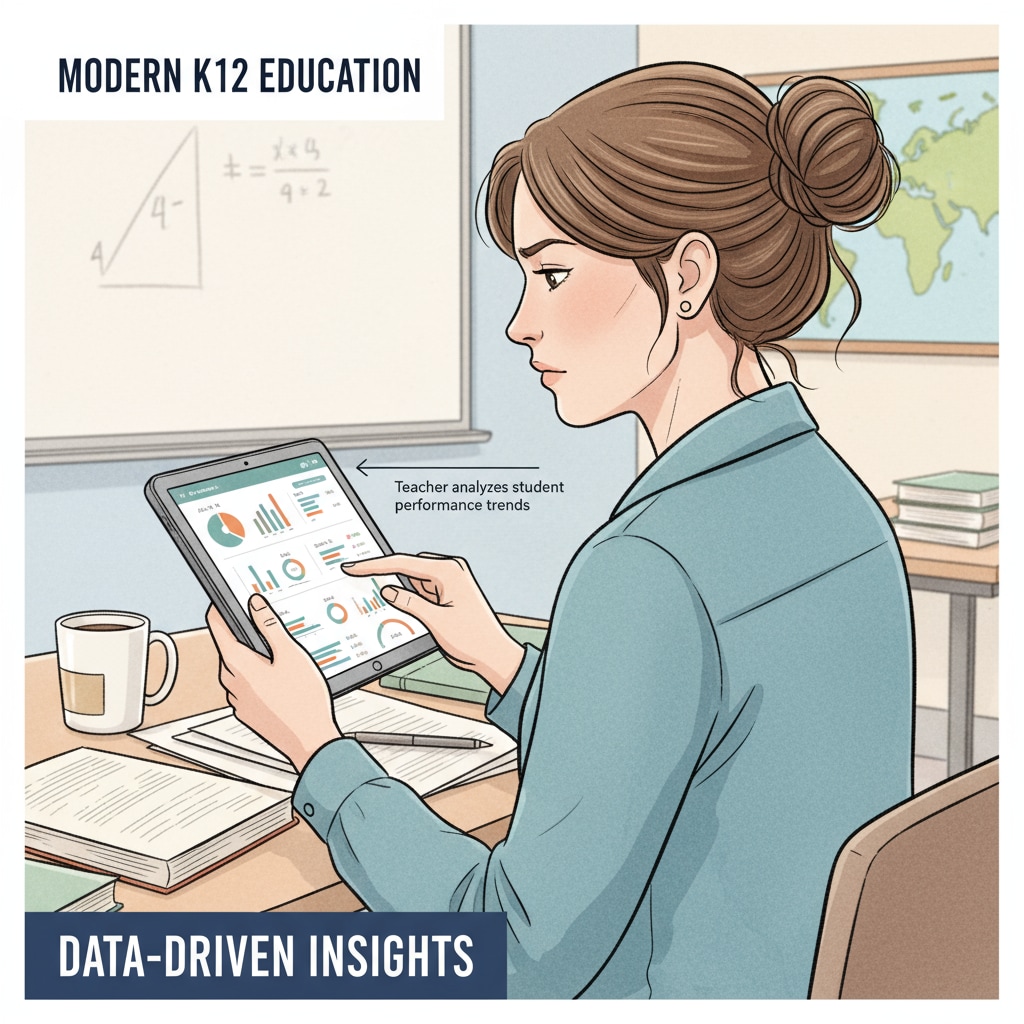 A teacher using digital device for student data recording relevant to data documentation, micromanagement, and administrative supervision