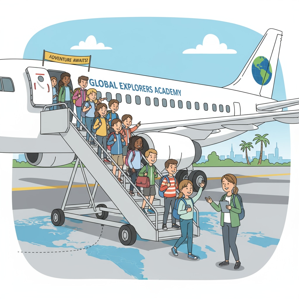 Students boarding a plane for an overseas school trip