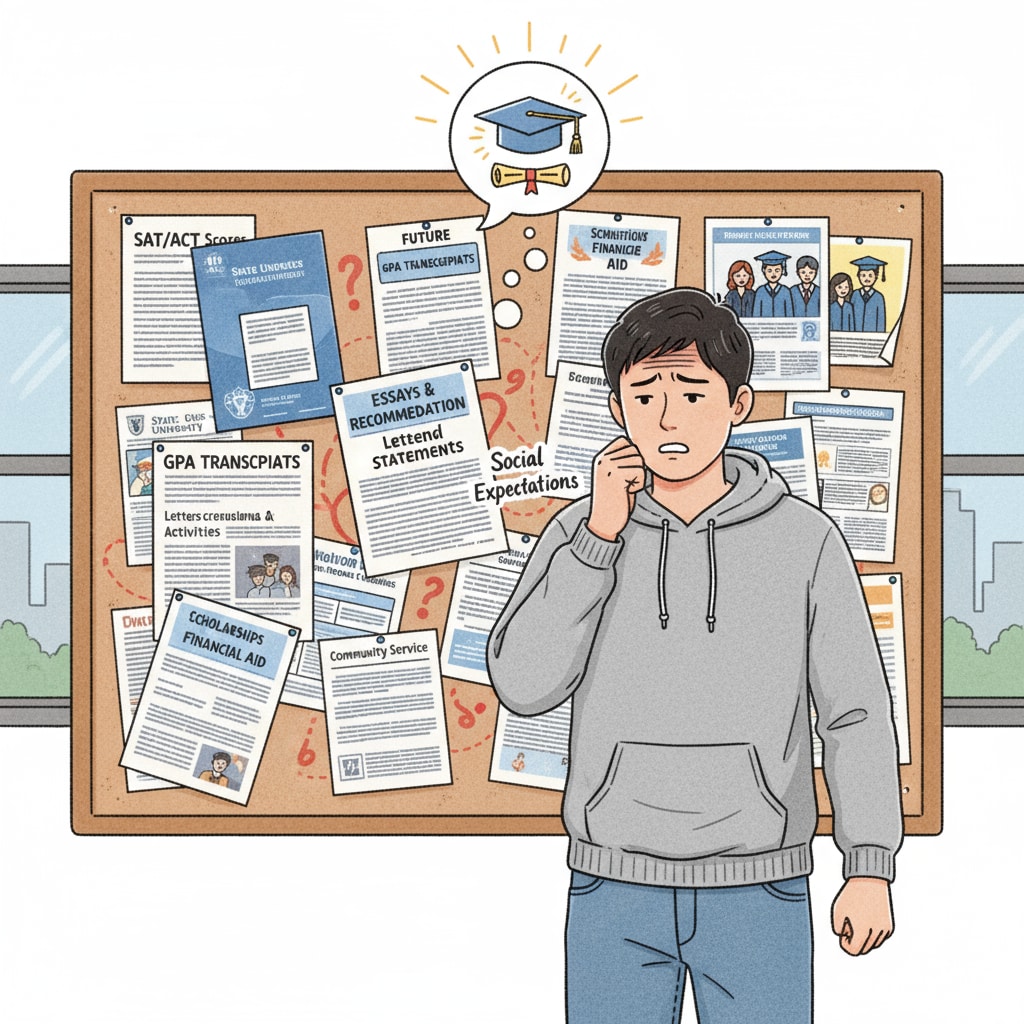 Student under pressure from college admission requirements as social expectations