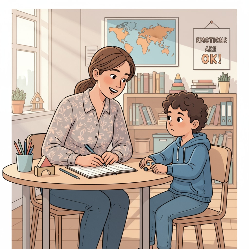 School psychologist conducting a session with a student as part of career choices in education