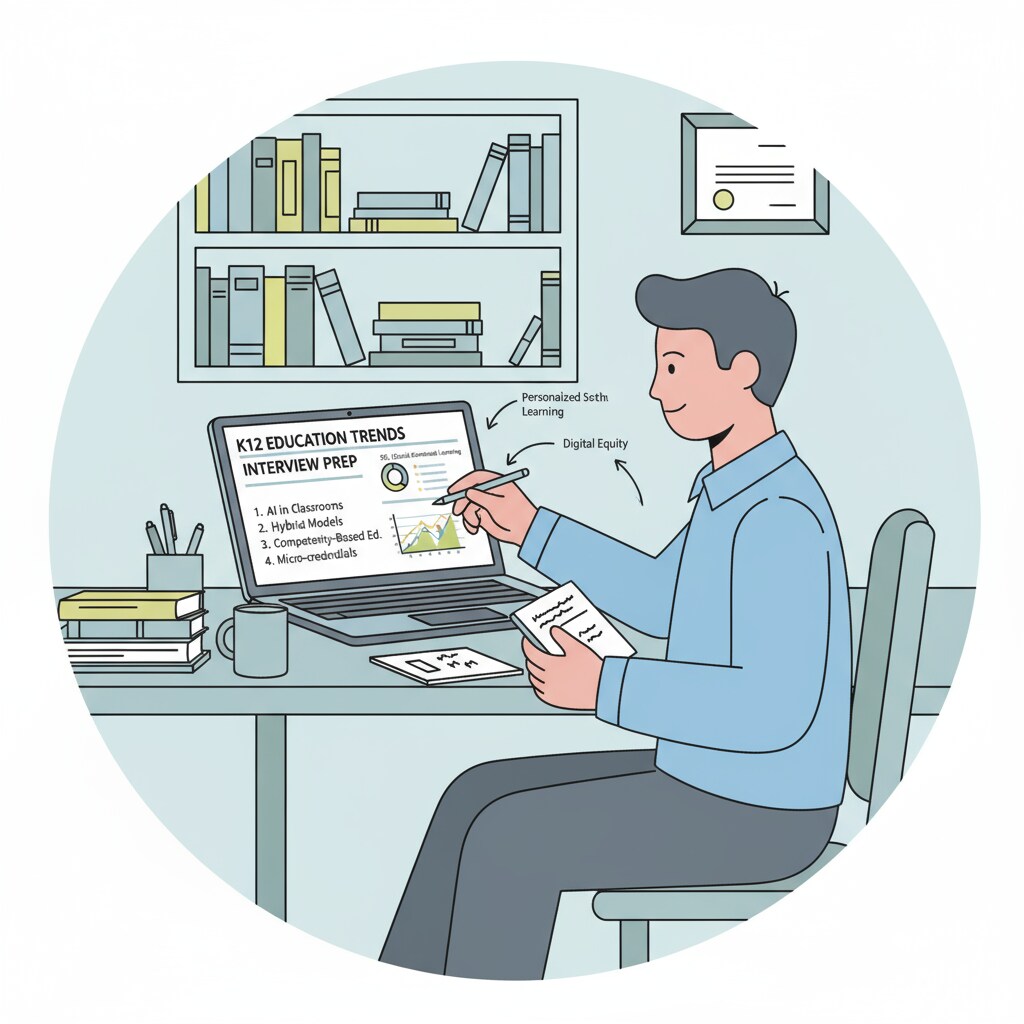 A person researching K12 education trends for interview preparation