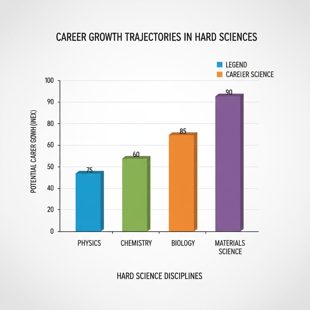 Graph depicting career growth in various hard science fields for a software engineering student considering a transition.