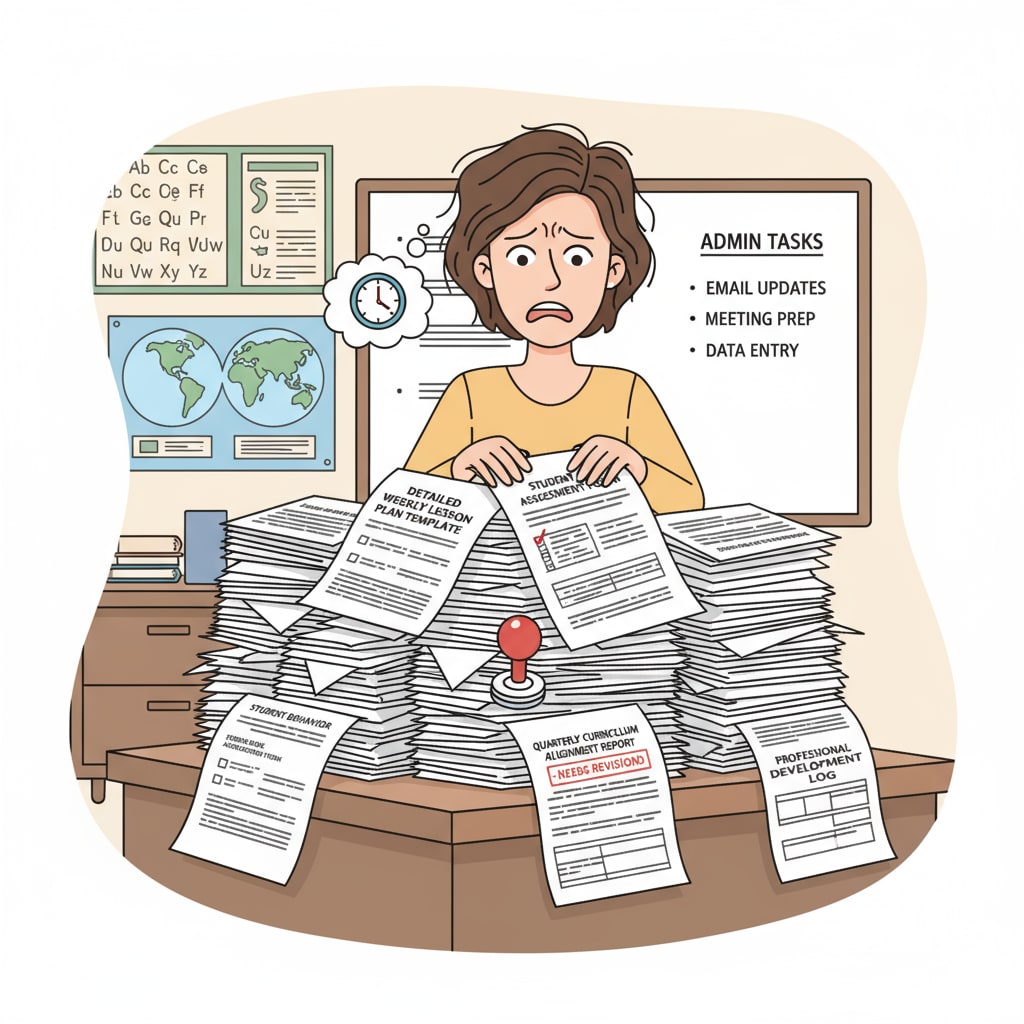 A frustrated teacher due to micro - management, teaching autonomy restrictions, and work stress