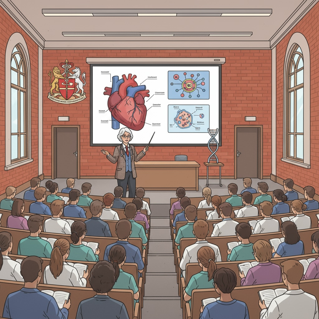 UK medical students in a lecture hall, highlighting the difference in postgraduate entry compared to pharmacy